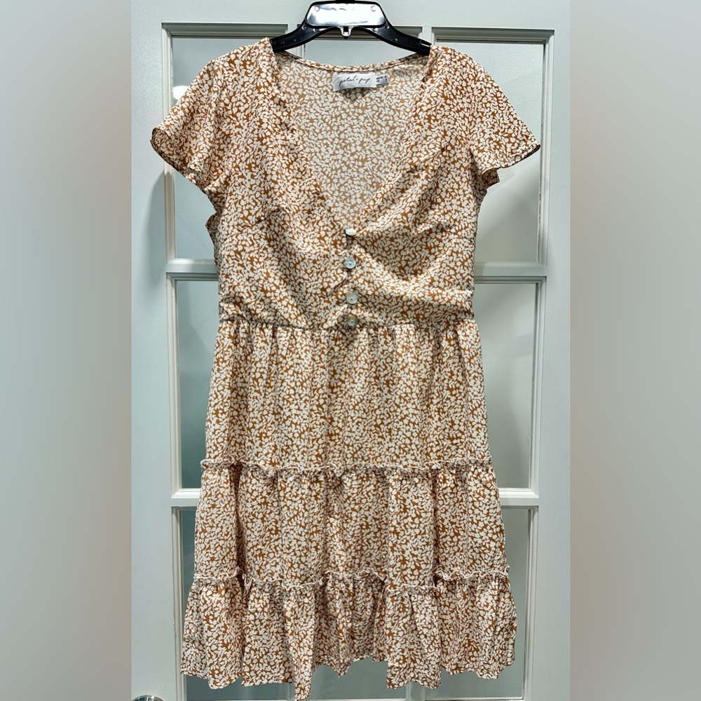 Petal & Pup Floral Mini Dress - Cream and Brown